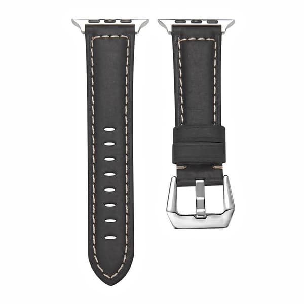 Apple Watch Series 8 (45mm) / Watch Ultra ægte læderrem - Mat Sort Black