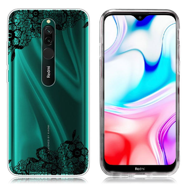 Deco Xiaomi Redmi 8 cover - Sort Blomst Black