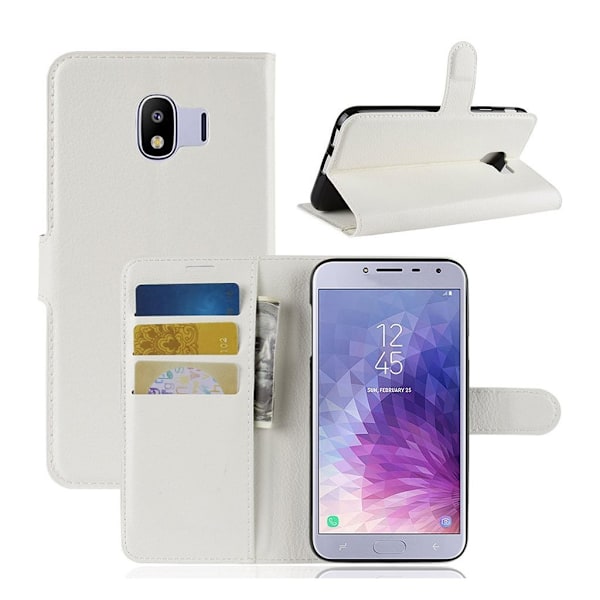 Samsung Galaxy J4 (2018) litchi tekstur læder flip etui - Hvid White