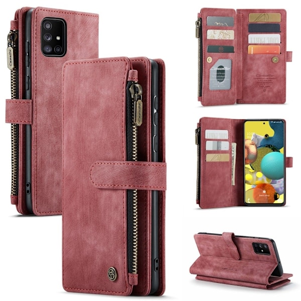 CaseMe Samsung Galaxy A51 etui med lynlås og pung - Rød Red