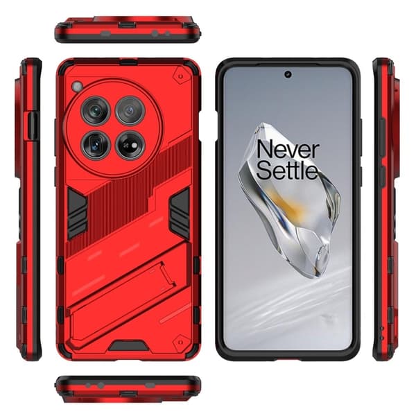 Støtsikkert hybriddeksel med et moderne preg for OnePlus 12 - Rød Red