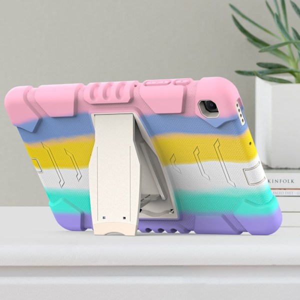 Samsung Galaxy Tab S6 Lite silikonisuojus jalustalla - Värikäs Vaaleanpunainen Multicolor