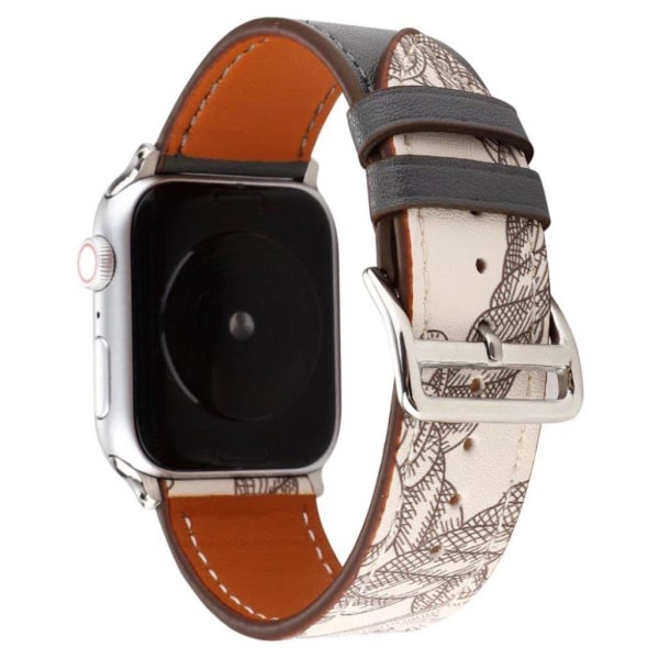 Apple Watch Series 5 40mm mönstrat klockarmband i äkta läder - Svart Svart