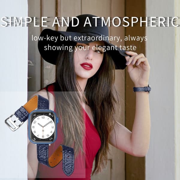 Apple Watch (41mm) aito kudottu nahkaranneke - Sininen Blue