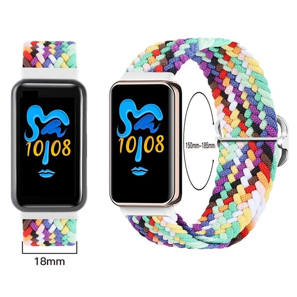 Honor Band 9 flätat armband Justerbart nylonarmband med stretch för sport - Blå + Vit Blå