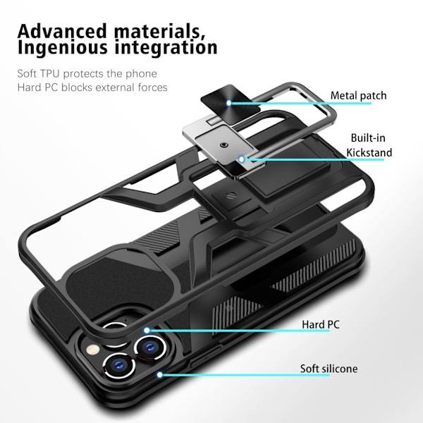 Støtsikkert hybriddeksel for iPhone 13 Pro Max - Svart Black