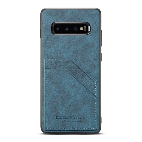 Samsung Galaxy S10 To Korts plads læder etui - Blå Blue