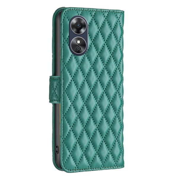 Rombuskuvioinen matta läppäkotelo Oppo A17 - Vihreä Green