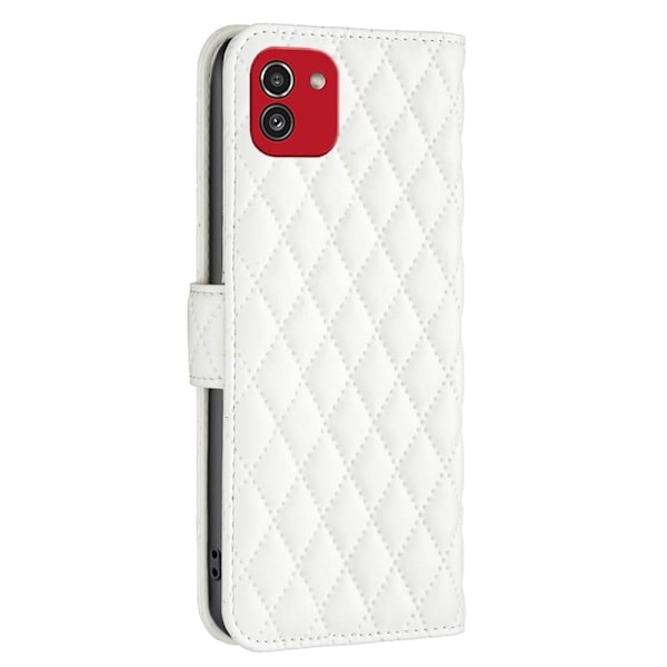 Rombemønster, matt flip-deksel for Samsung Galaxy A03 - Hvit White