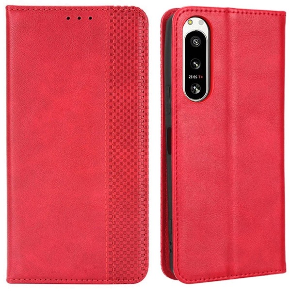 Bofink Vintage läder Sony Xperia 5 IV fodral - Röd Röd
