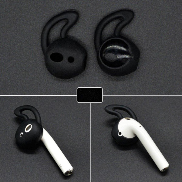 Apple Airpods 1 pari silikooni Ear Hooks Skin Cover korvaukset Apple AirPods - Musta Black