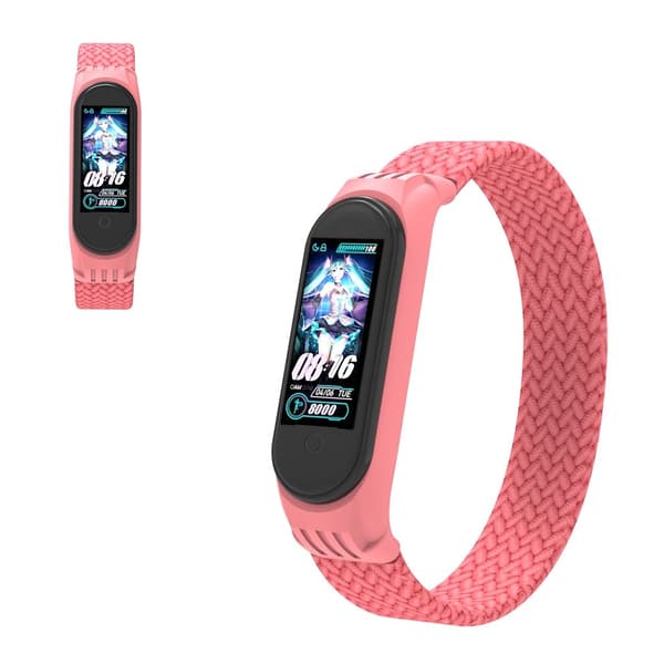 Xiaomi Mi Band 5 / 4 / 3 elastisk nylon-urrem - Lyserød / Størrelse: L Pink