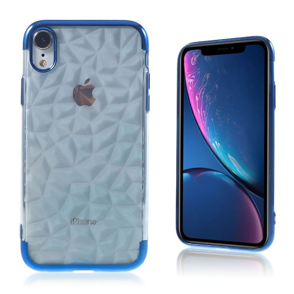 iPhone Xr 3D etui med diamandstruktur - Blå Blue