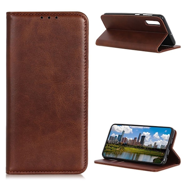 Wallet-style ægte Læder Flipcase til Sony Xperia Ace 2 - Kaffe Brown