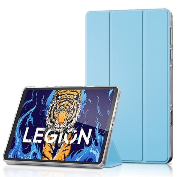 Tri-fold Leather stander etui til Lenovo Legion Y700 - Himmelblå Blue
