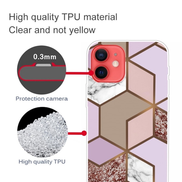 Marble design iPhone 13 Mini cover - Gylden Frodig Flise Multicolor