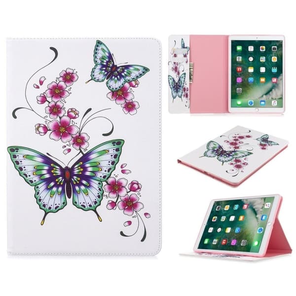 iPad 10.2 (2019) Stilfuldt mønster læder flip etui - Grøn Sommerfugl Multicolor