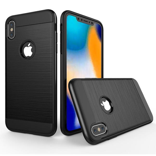 iPhone Xs Max børstet combo etui - Sort Black