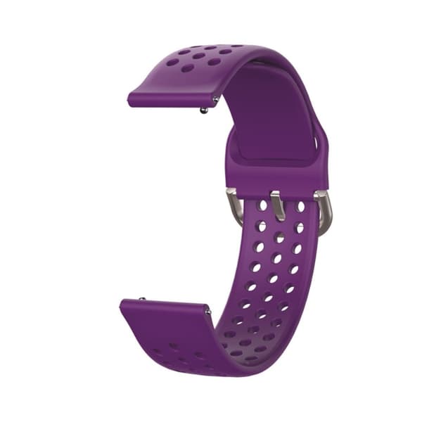 22 mm universal klokkerem i silikon med runde hull - Lilla / Sølvspenne Purple