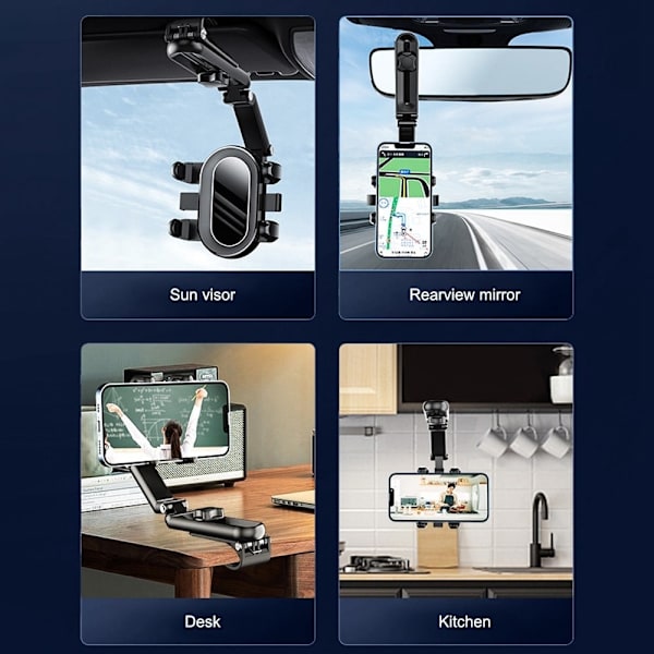 Universell bilmontering av telefonholder for ryggekamera Black