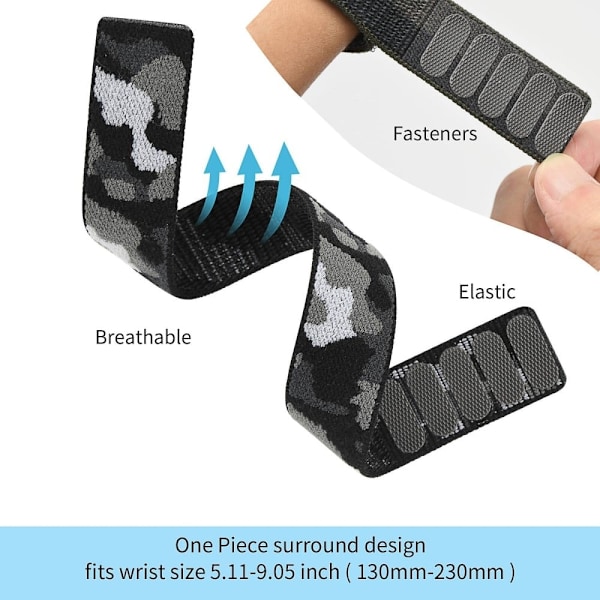 Klockarmband i nylon för Garmin- och Coros-klockor - Kamouflage Blå Blå