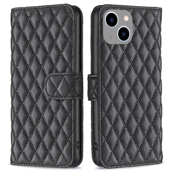 Matt iPhone 14 Plus fodral med rombmönster - Svart Svart