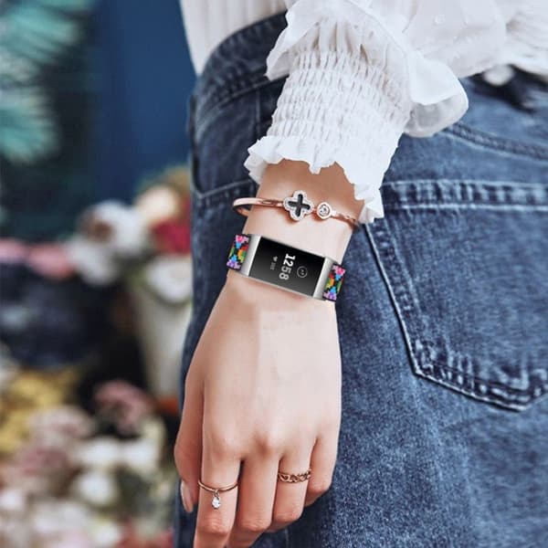 Fitbit Charge 4 / 3 elastisk urrem med stilfuldt mønster - Diamant Stamme-Mønster Multicolor
