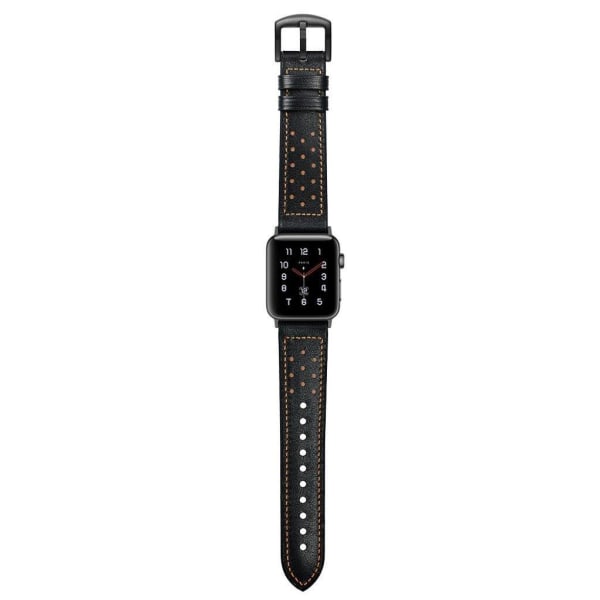 Apple Watch Series 5 40mm ægte læder Urrem - Sort Black