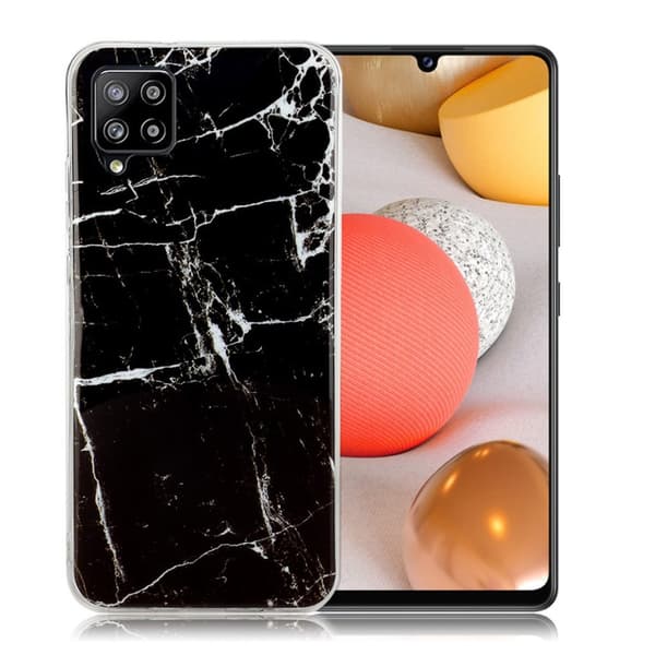 Marble design Samsung Galaxy A42 5G kotelot - Musta / Valkoinen Black