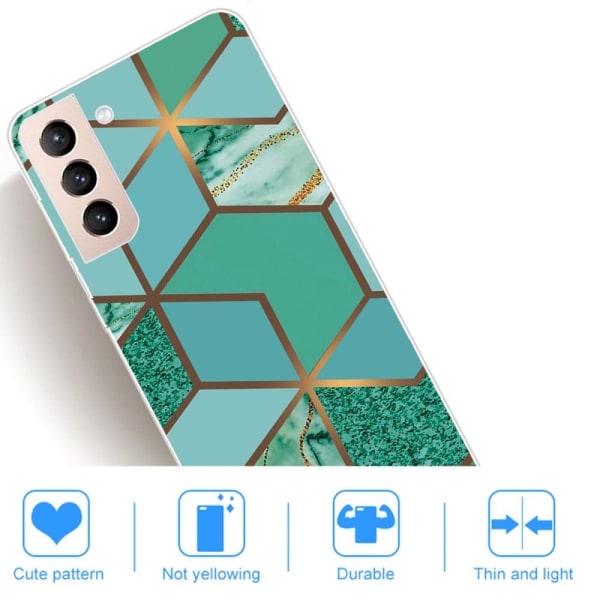 Marble design Samsung Galaxy S22 cover - Blågrøn Marmorflise Green