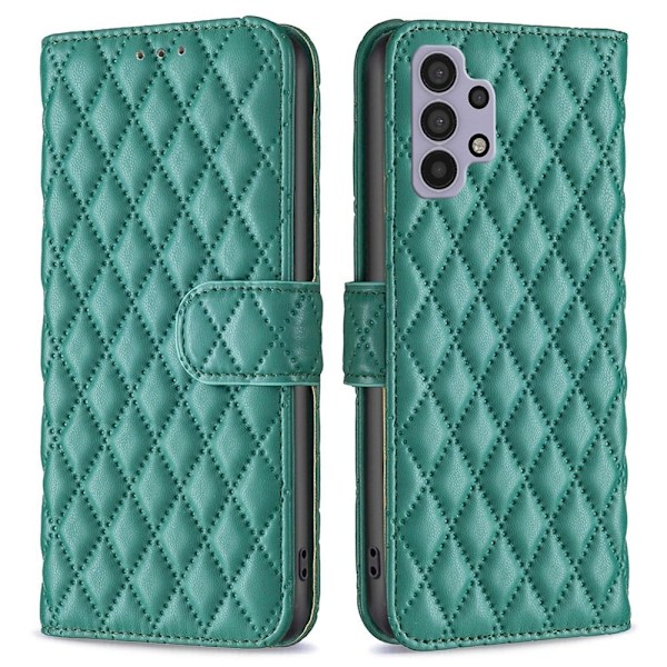 Matt Samsung Galaxy M32 5G / Samsung Galaxy A32 5G fodral med rombmönster - Grön Grön
