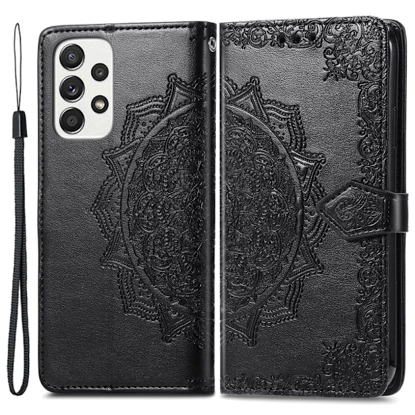Mandala läder Samsung Galaxy A73 fodral - Svart Svart