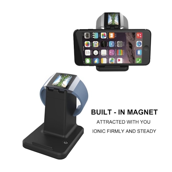 Fitbit Ionic 2 i 1 opladning kabel stander Black