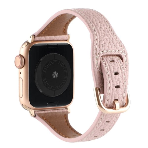 Apple Watch Series 8 (41mm) urrem i ægte læder - Lyserød Pink