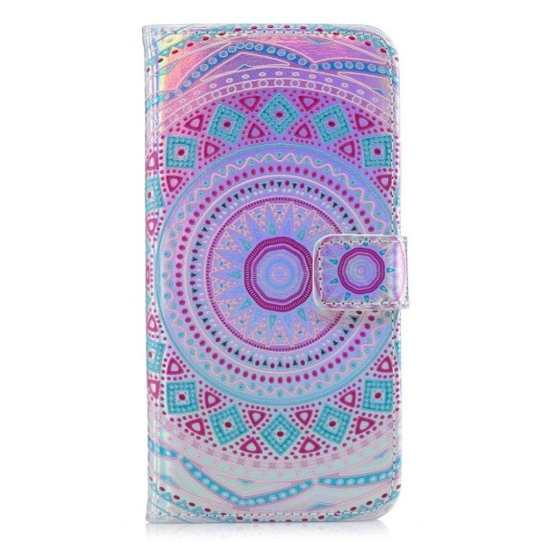 iPhone Xs Max laserskåret præget læder flip cover - Unik Blomst Multicolor