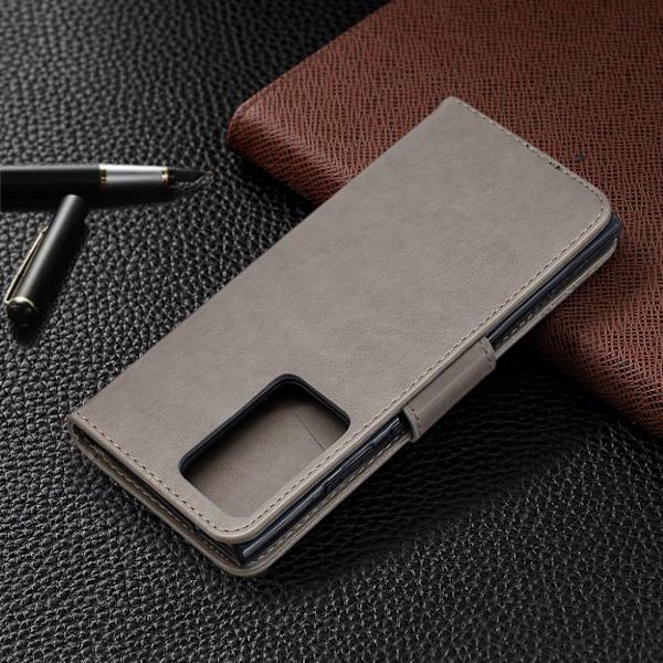 Butterfly Samsung Galaxy Note 20 Ultra nahkakotelo - Harmaa Silver grey