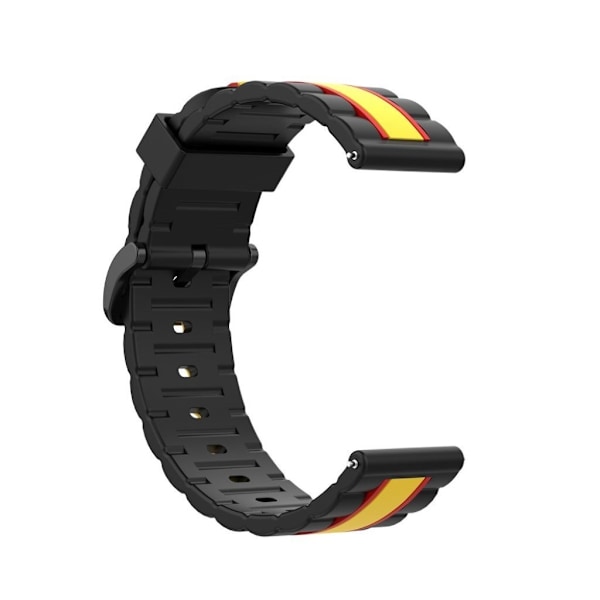 20mm Universal wave square silikone urrem - Sort / Rød / Gul Black