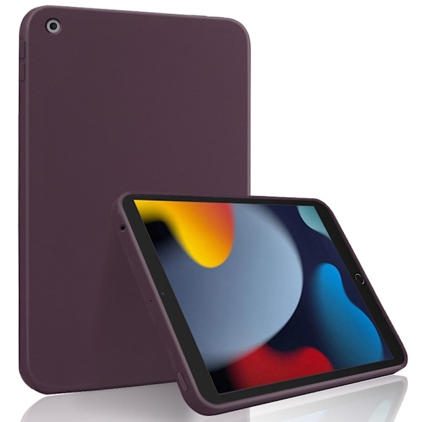 iPad 10.2 (2021)/(2020)/(2019) Soft Liquid Silicone Bumper Slim Fit stødsikkert Protective Phone Case - Mørklilla Purple