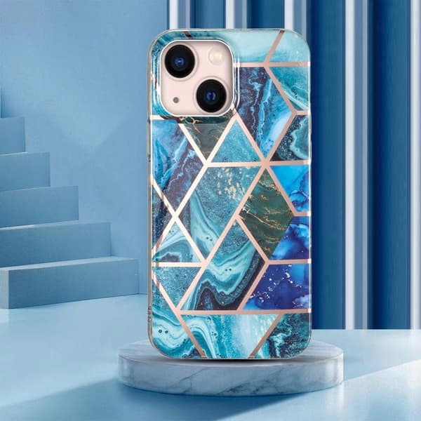 Marble iPhone 15 Plus Etui - Blå / Grøn Marmor Blue