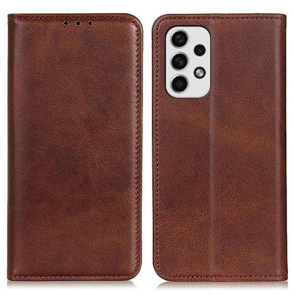 Lompakko-style Aitoa Nahkaa Läppäkotelo For Samsung Galaxy A23 - Kahvi Brown