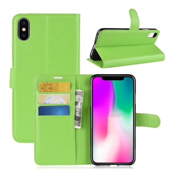 iPhone XR mobilfodral syntetläder silikon stående plånbok - Grön Grön