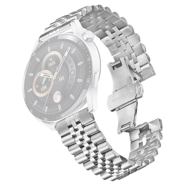 Huawei Watch GT 3 46mm Armband 5-Bead rostfritt stål Butterfly Clasp klockarmband - Silver Silvergrå