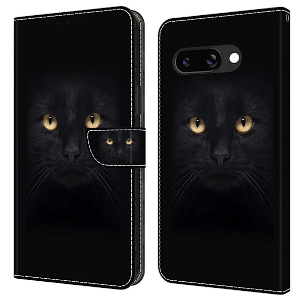 Wonderland Google Pixel 9a flip etui - Sort Kat Black