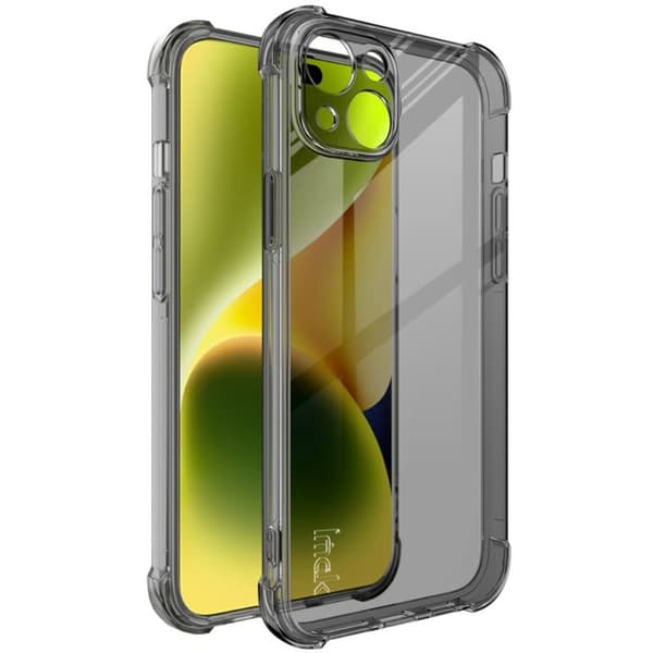IMAK Airbag cover til iPhone 15 Plus - Gennemsigtig Sort Black