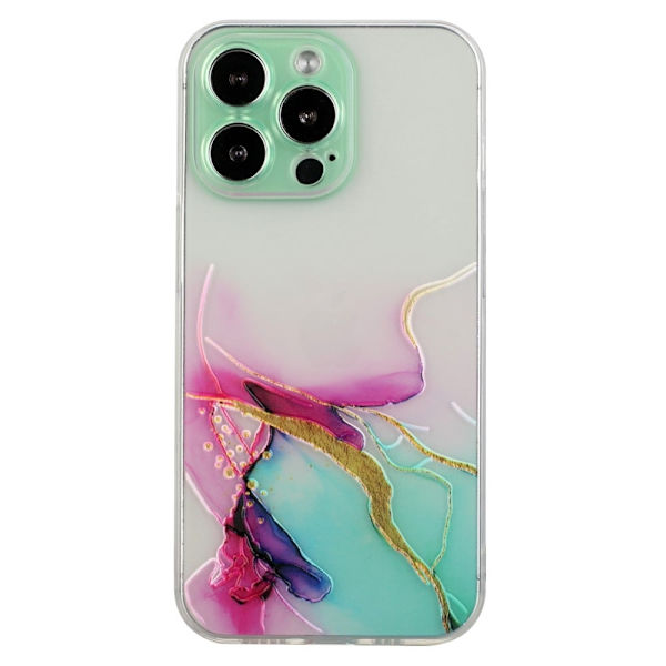 Marble iPhone 15 Pro Etui - Grønn Multicolor