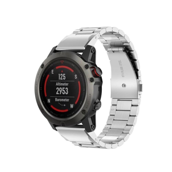 Garmin Fenix 6X / 5X / 3 ruostumattomasta teräksestä valmistettu ranneke - Hopea Silver grey