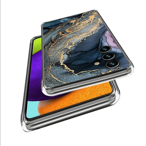 Marmormotiv Samsung Galaxy A34 5G skal - Blå På Gyllene Stänk Marmor multifärg