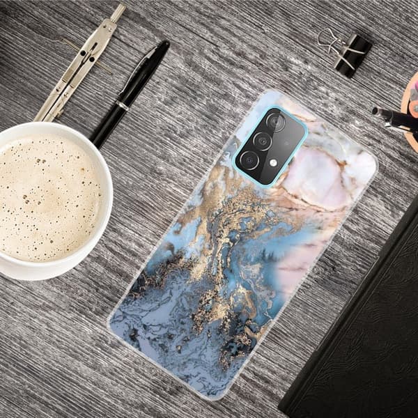 Marmormotiv Samsung Galaxy A73 skal - Blåaktig Guldmarmor multifärg