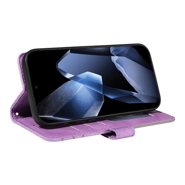 Teksturert læretui med stropp for OnePlus 13 - Lilla Purple