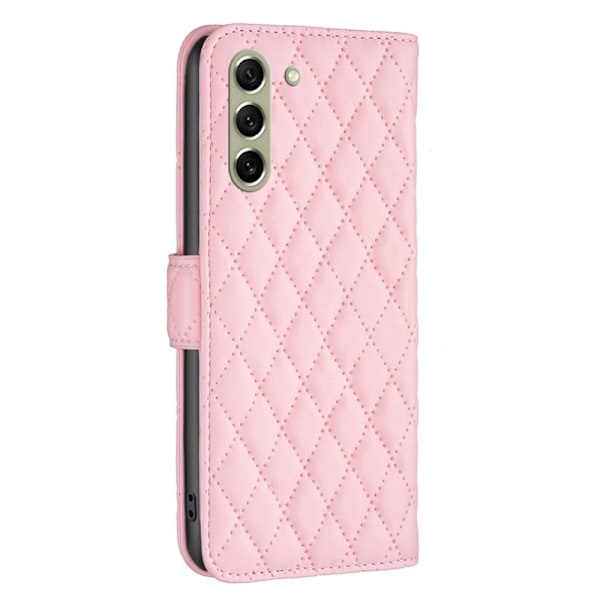 Matt Samsung Galaxy S21 FE fodral med rombmönster - Rosa Rosa